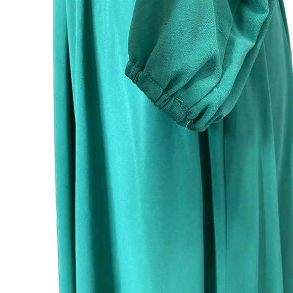 Forever 21 Dark Green Chiffon Plunge Cut Out Maxi Long Dress Size S - Picture 5 of 10